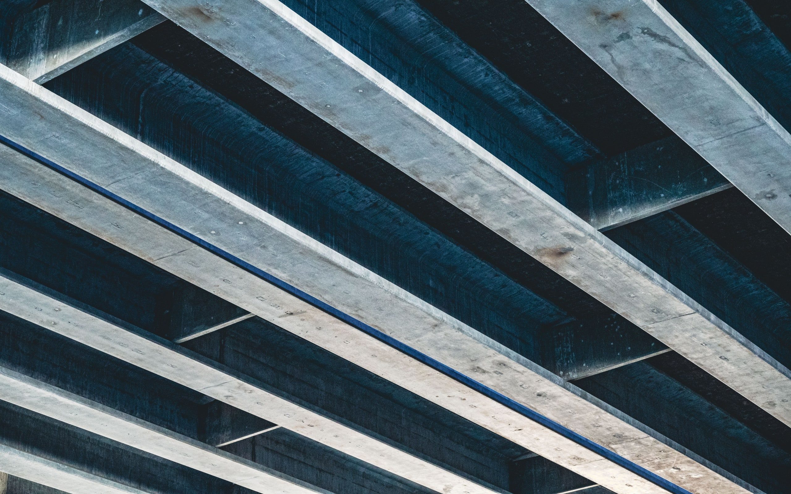 Structural concrete and steel seen close up