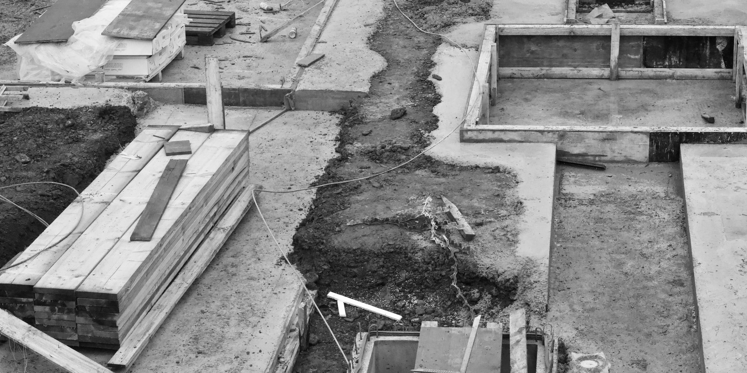 Formwork and concrete at foundation stage