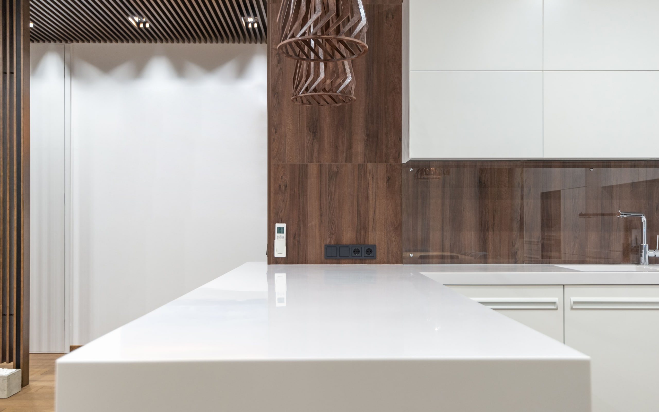 A cleared kitchen counter