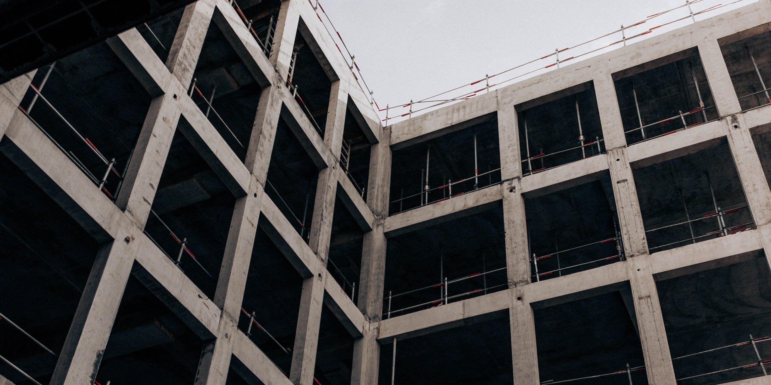 The concrete structure of a building under construction