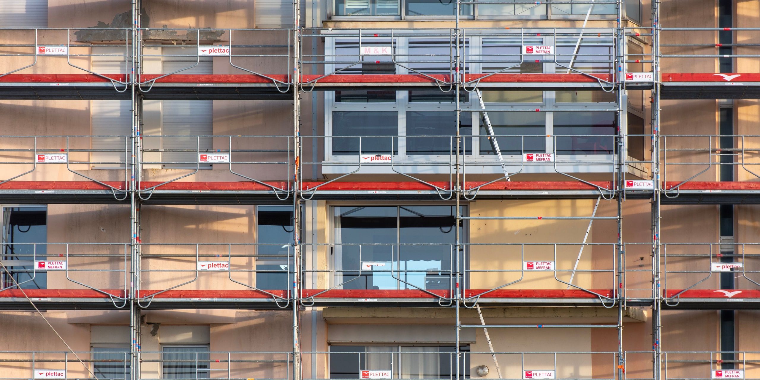 Scaffolding against a building facade