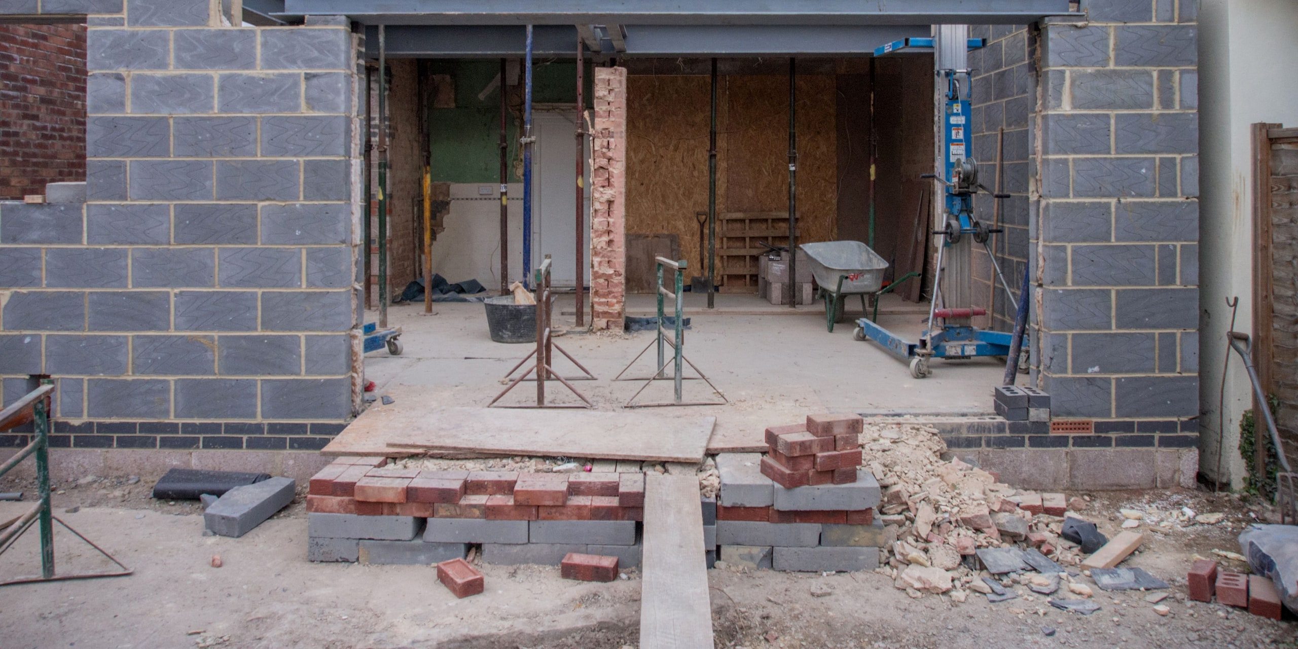 A house extension part-way through construction