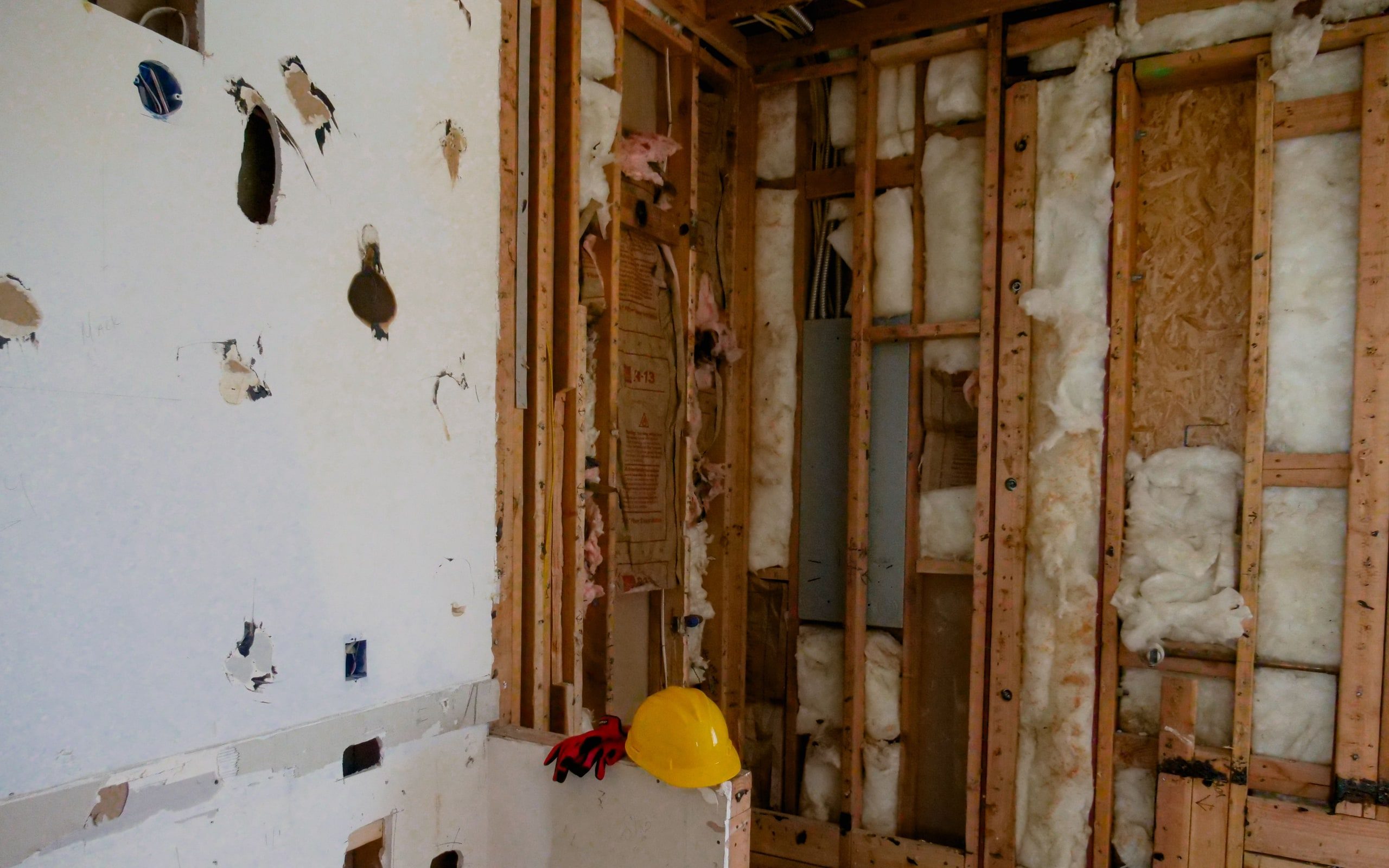 A house interior stripped back during renovation