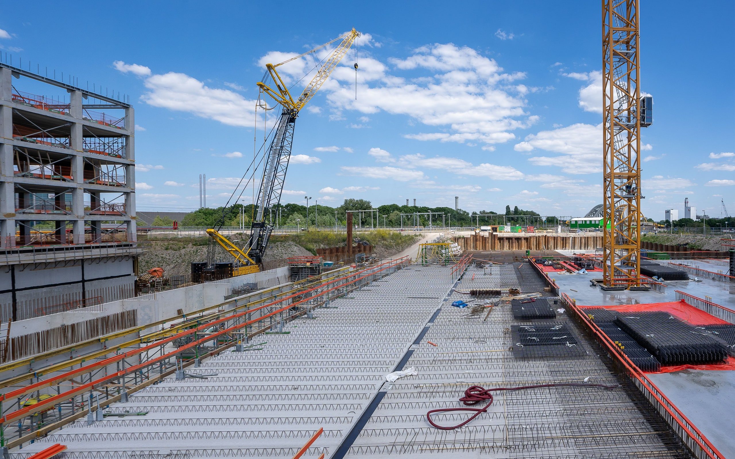 A building under construction, structure exposed