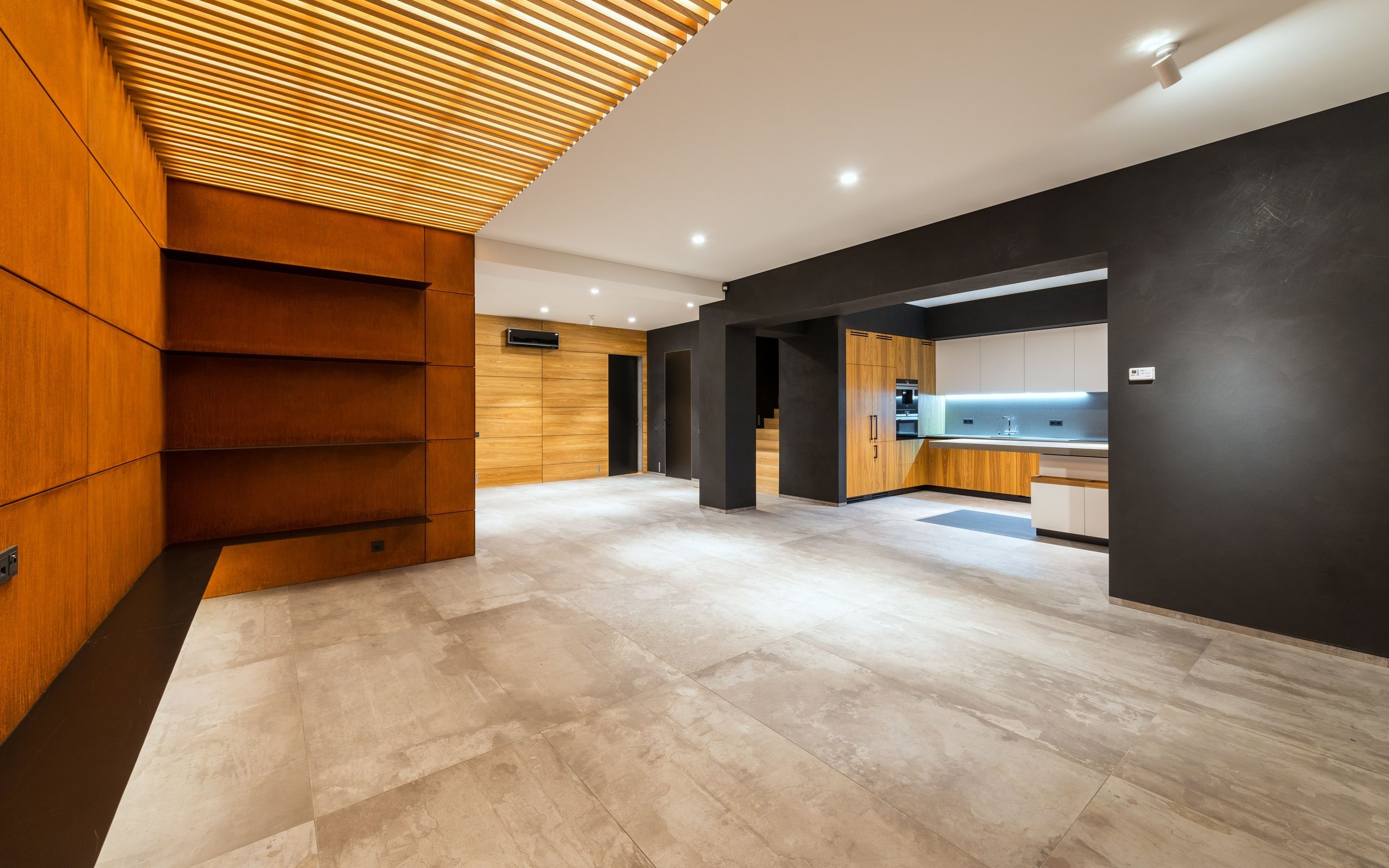 A newly built room before it is furnished
