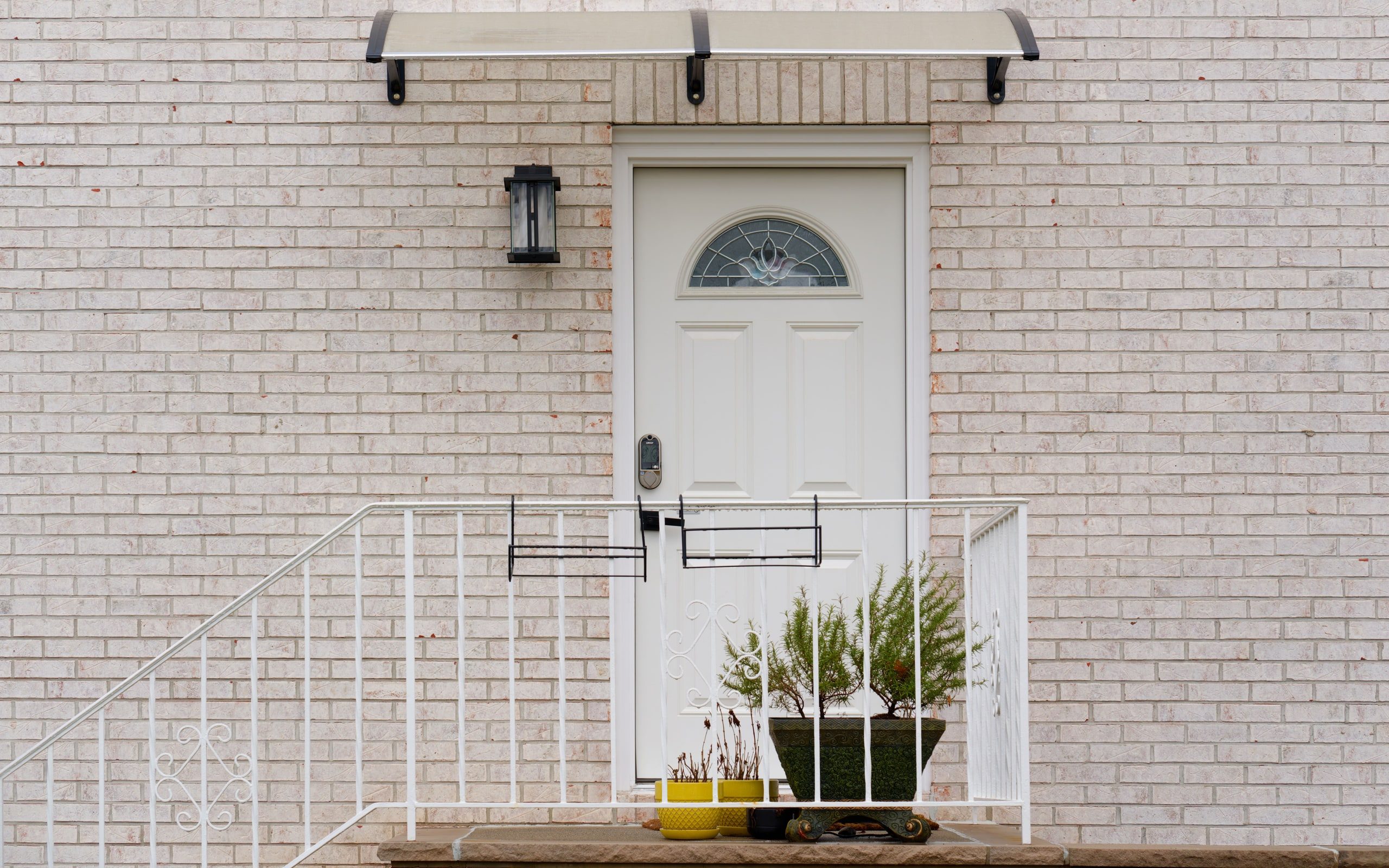The entrance of a well-kept house